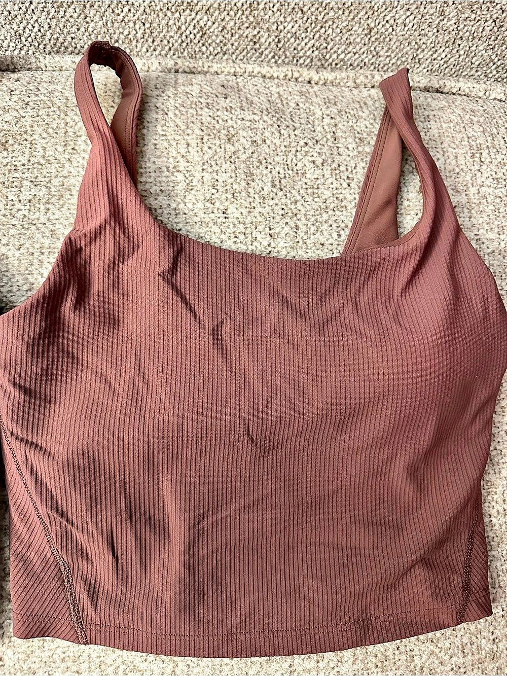 Old Navy Active Powersoft Light Support Sports Bra Ribbed Crop Top in Burgundy